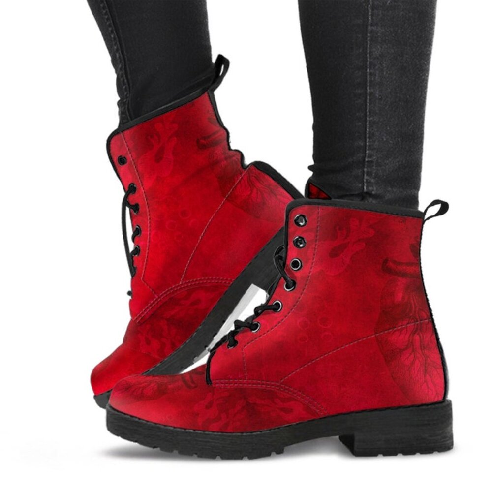 Sole red heart combat boots
